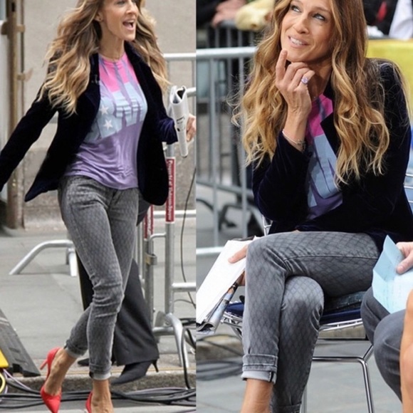 Current Elliott Gray Fishnet Ankle Skinny Jeans - Picture 1 of 8